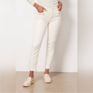 PAIGE Cindy High Rise Straight Leg Jeans Ecru Modern Zip Pockets Size 28